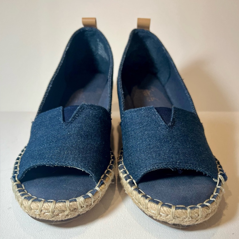 Gloria Vanderbilt Blue Denim Espadrille Wedges Size 8 - Picture 3 of 7
